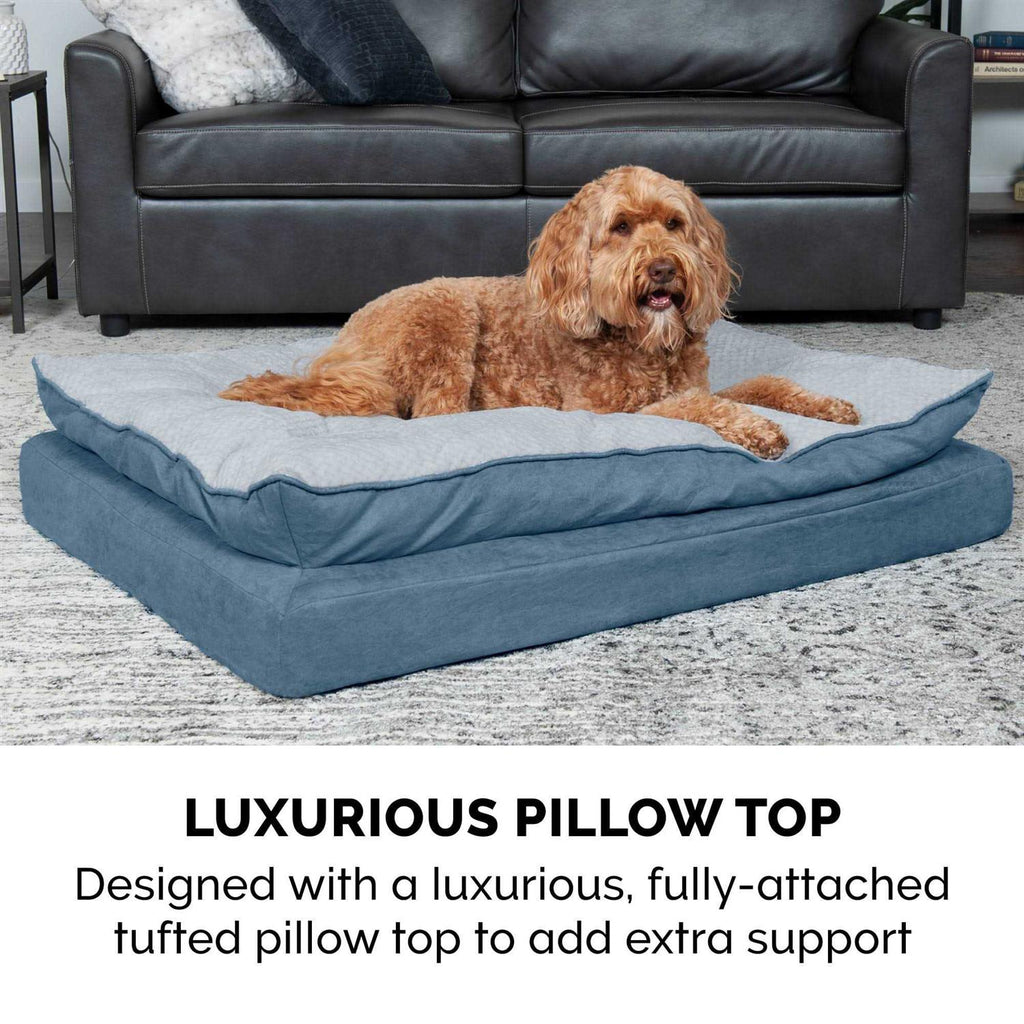 Mink Fur & Suede Pillow-Top Orthopedic Dog Bed Y44860