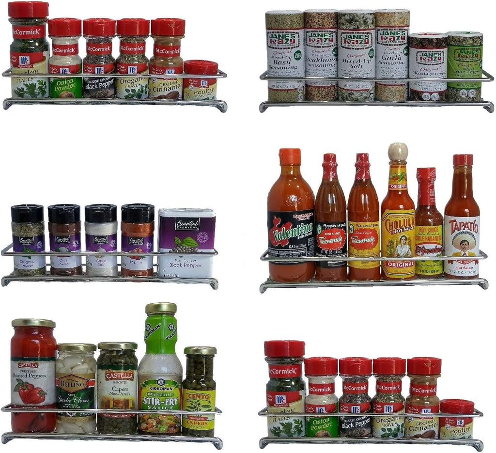 6 Pack Wall Mount Spice Rack Organizer for Cabinet, 12 x 3 x 3 inches R75661