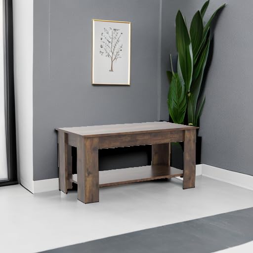 39.4" Lift Top Coffee Table with Hidden Compartment and Storage Shelf Black V55688