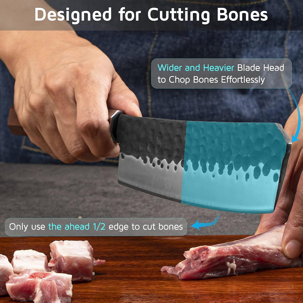 Black 7 inch High Carbon Steel Bone Chopping Knife L121